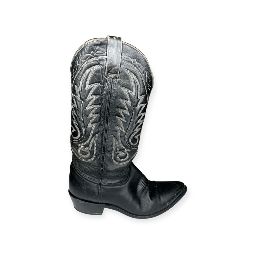 Acme Circle A Vintage Leather Cowboy Boots Black Good Condition Men’s 8.5 - Picture 1 of 8